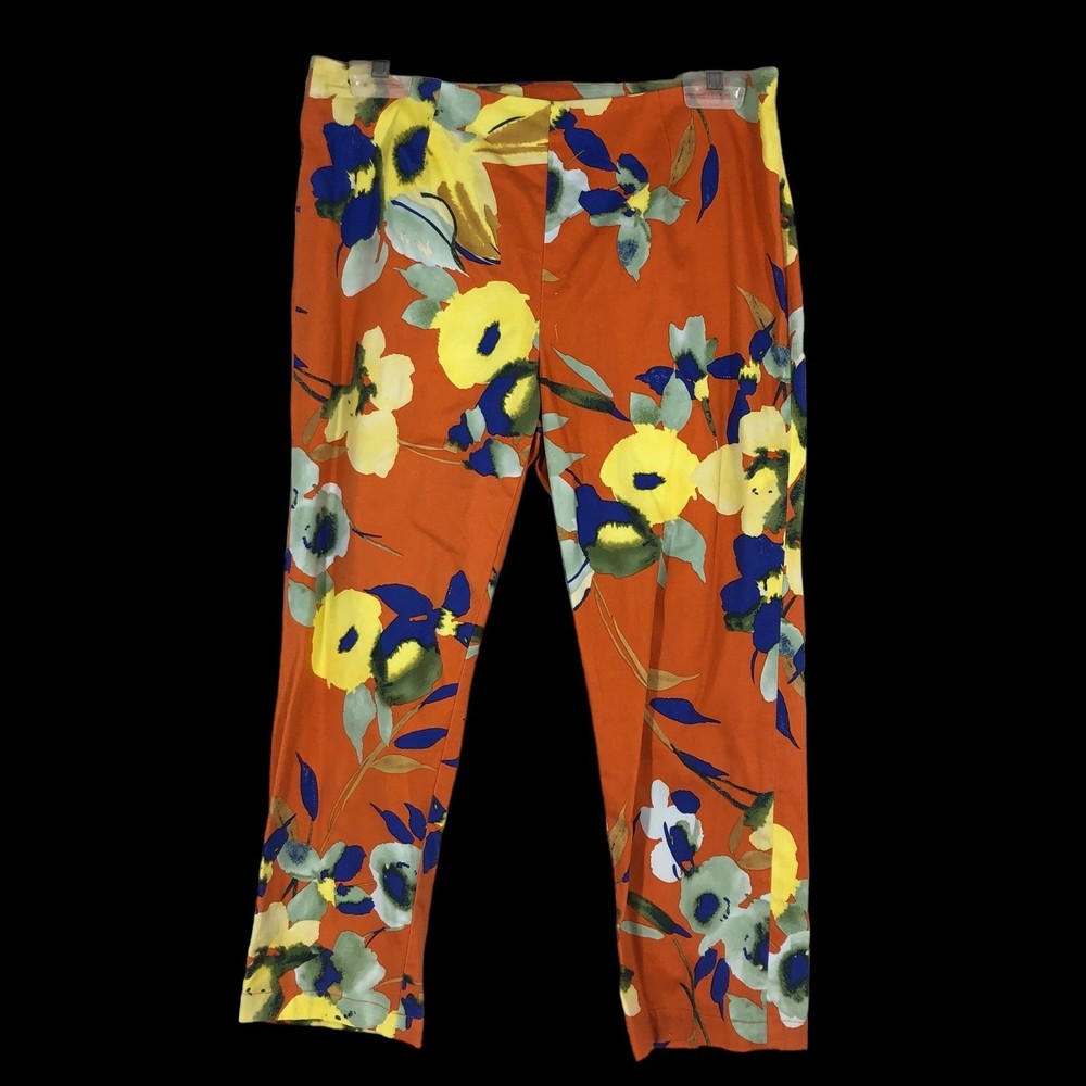 Randy Kemper Vibrant Floral Capris, Coastal Grandma, Beach Party Vibe SZ 4